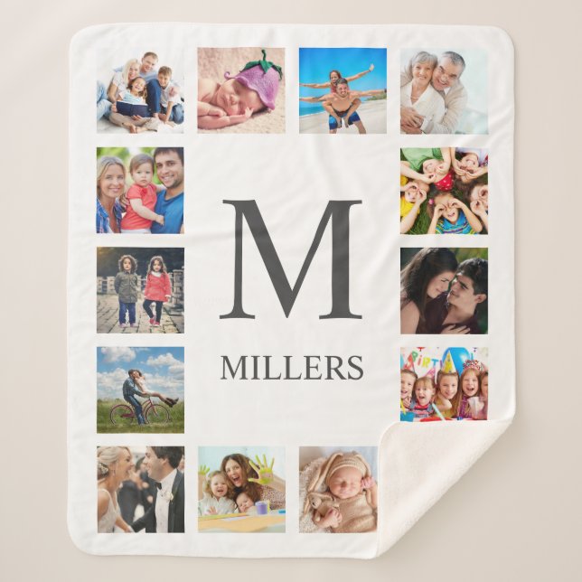 Custom Family Foto Collage Personalized White Sherpadecke (Vorderseite)