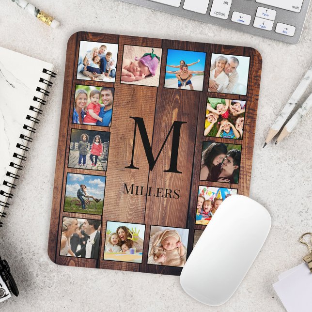 Custom Family Foto Collage reclased Holz Mousepad (Von Creator hochgeladen)