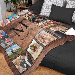 Custom Family Foto Collage reclased Wood Fleecedecke