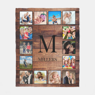 Custom Family Foto Collage reclased Wood Fleecedecke