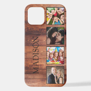 Custom Family Foto Collage reclased Wood iPhone 12 Hülle