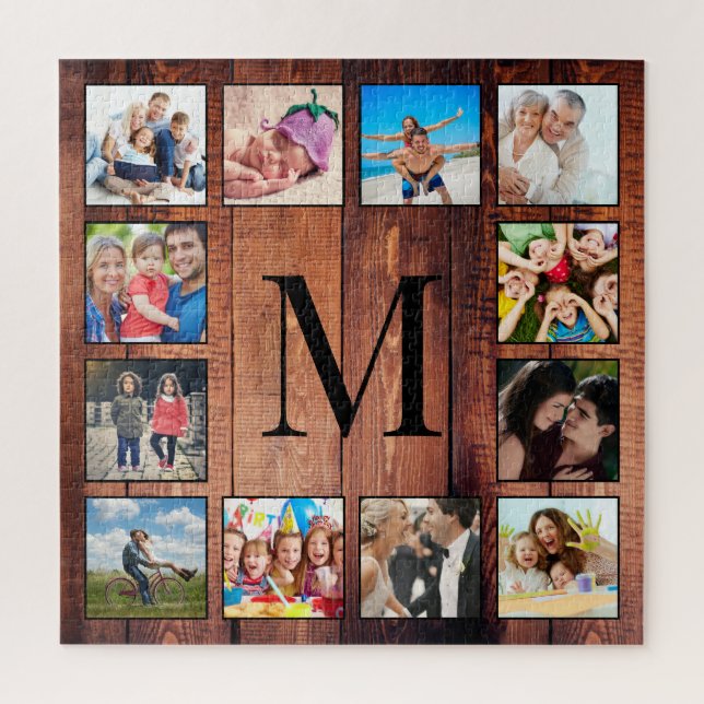 Custom Family Foto Collage reclased Wood Puzzle (Vertikal)