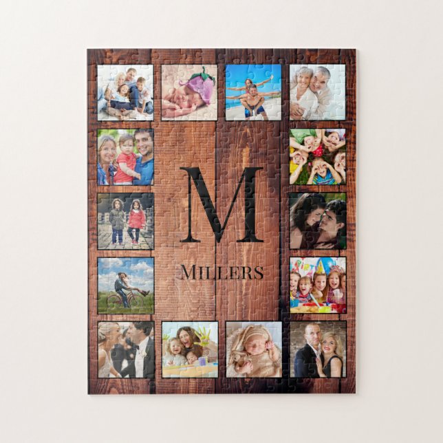 Custom Family Foto Collage reclased Wood Puzzle (Vertikal)