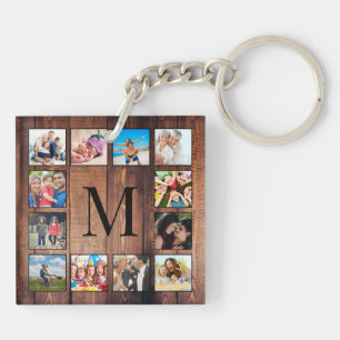 Custom Family Foto Collage reclased Wood Schlüsselanhänger