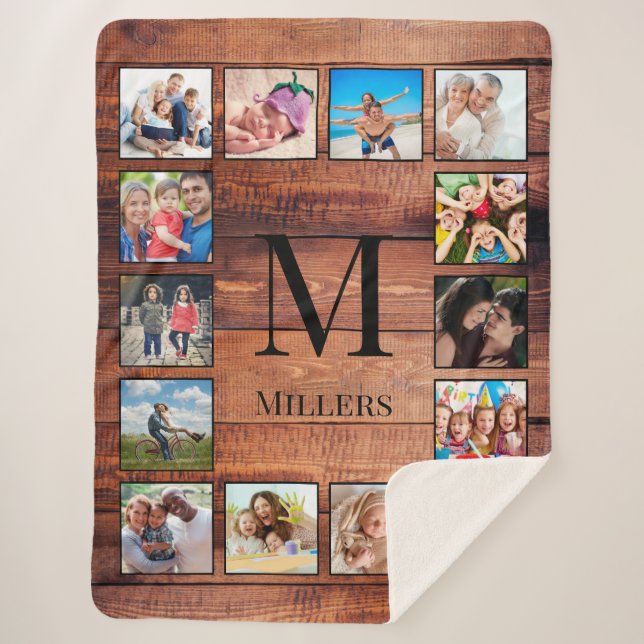 Custom Family Foto Collage reclased Wood Sherpadecke (Vorderseite)