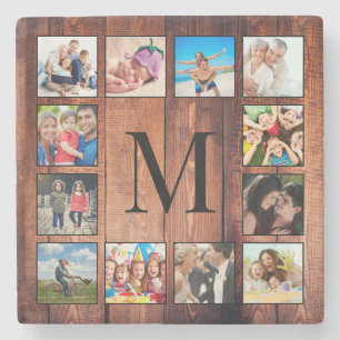 Custom Family Foto Collage reclased Wood Steinuntersetzer