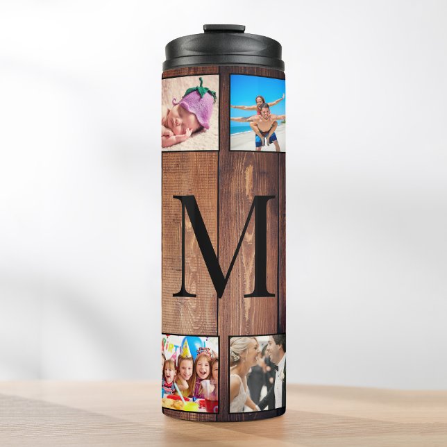 Custom Family Foto Collage reclased Wood Thermosbecher (Von Creator hochgeladen)