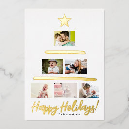 Custom Family Foto Collage Tree Star Folien Feiertagskarte