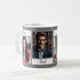Custom Family Foto Dunkelgrau Mama Vater Son Daugh Kaffeetasse