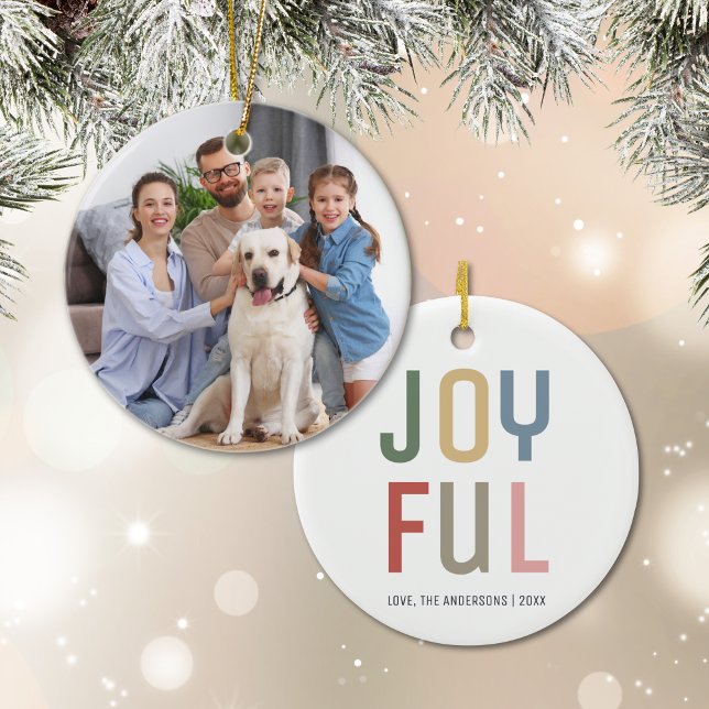 Custom Family Foto Freude an Weihnachten Keramik Ornament (Custom Family Photo Joyful Christmas Ceramic Ornament)