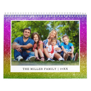 Custom Family Foto Glitzer Ombre Sparkling 2024 Kalender