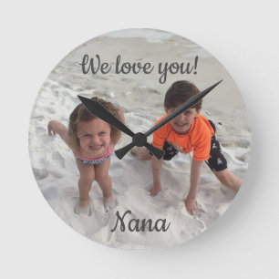 Custom Family Foto Nana Runde Wanduhr