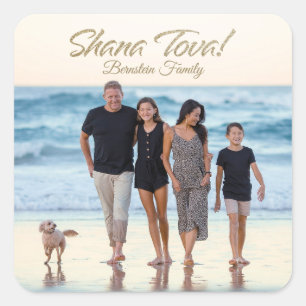 Custom Family Foto Shana Tova Rosh Hashanah Quadratischer Aufkleber