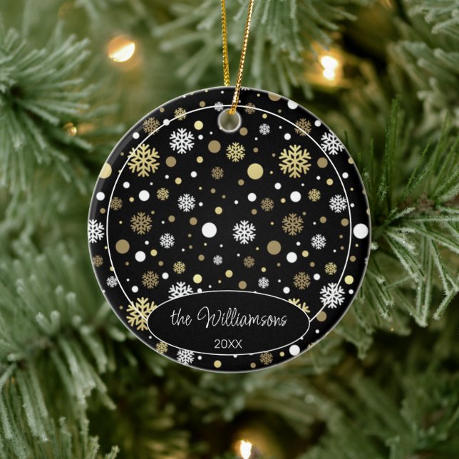 Custom Family Foto Weihnachten Personalisiert 2025 Keramik Ornament (Baum)