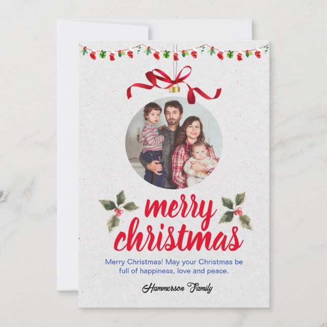 Custom Family Foto Weihnachts-Einladung Einladung (Vorderseite)