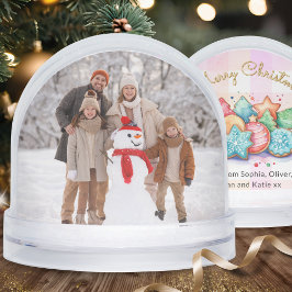 Custom Family Foto Weihnachtskost Pink Gingham Schneekugeln