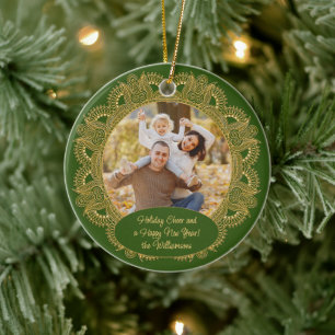 Custom Family Foto Weihnachtstext Personalisiert Keramik Ornament