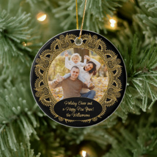 Custom Family Foto Weihnachtstext Personalisiert Keramik Ornament