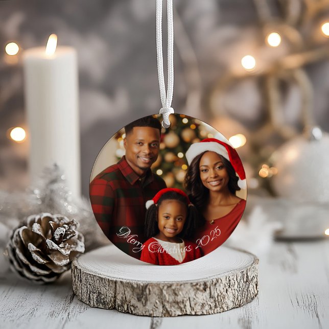 Custom Family Foto Zwei-seitige Weihnachtsschmuck Ornament (Von Creator hochgeladen)