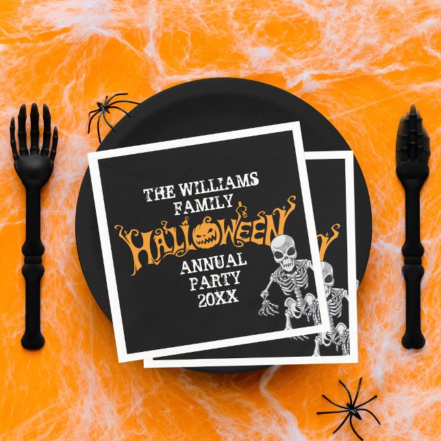 Custom Family Halloween Annual Party Skelett Serviette (Von Creator hochgeladen)