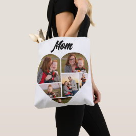 Custom Family Heart Form Foto Collage Tote Bag