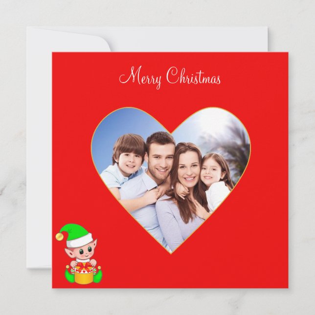 Custom Family Heart & Niedlich Elf Weihnachten (Vorderseite)