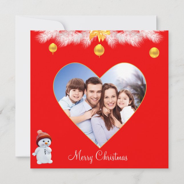 Custom Family Heart & Niedlich Snowman Weihnachten (Vorderseite)