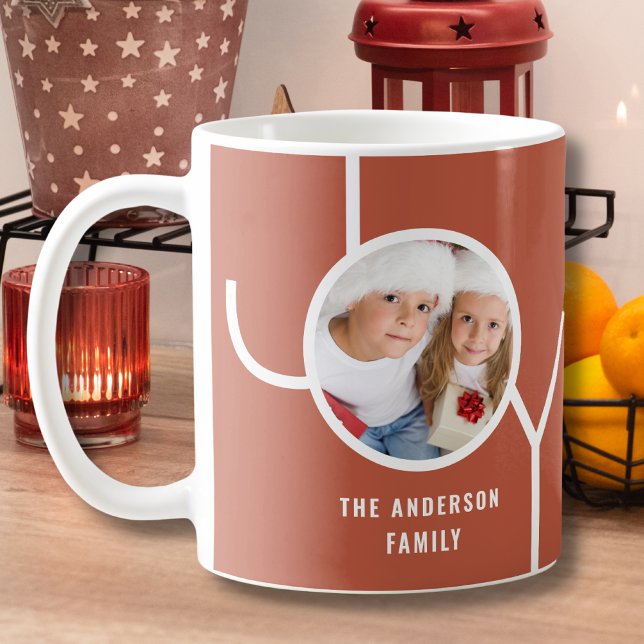 Custom Family Holiday Weihnachten Foto Terracotta  Kaffeetasse (Von Creator hochgeladen)