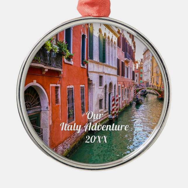 Custom Family Italy Trip Photo  Ornament Aus Metall (Vorne)