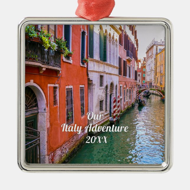 Custom Family Italy Trip Photo  Ornament Aus Metall (Vorne)