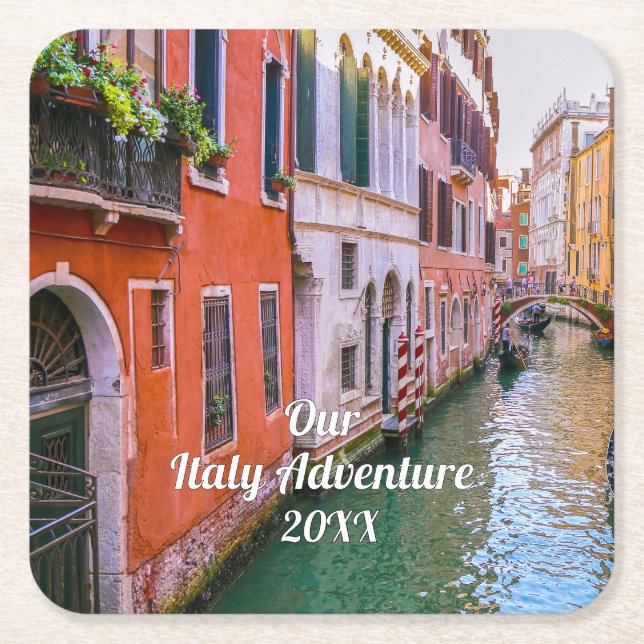 Custom Family Italy Trip Photo  Rechteckiger Pappuntersetzer (Vorderseite)