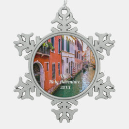 Custom Family Italy Trip Photo  Schneeflocken Zinn-Ornament