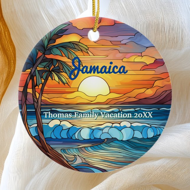Custom Family Jamaica Trip Imitate aus festem Glas Keramik Ornament (Von Creator hochgeladen)