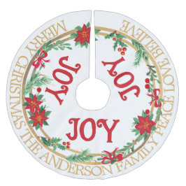 Custom Family Joy Wreath Elegant Vintage Christmas Polyester Weihnachtsbaumdecke