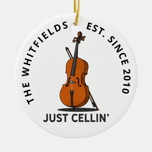 Custom Family Just Cellin Cello Fiddle Musiker Keramik Ornament (Vorne)