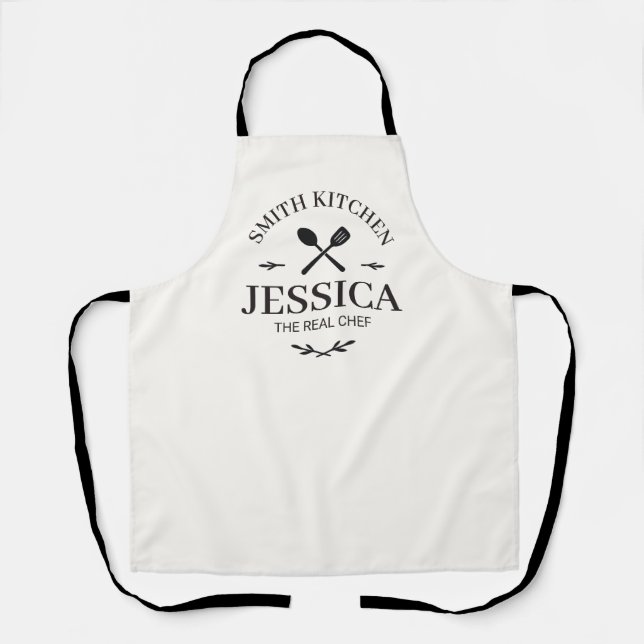 Custom Family Kitchen Apron with Name for Women Schürze (Vorderseite)