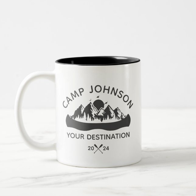 Custom Family Lake Camping Vacacation Group Matchi Zweifarbige Tasse (Links)
