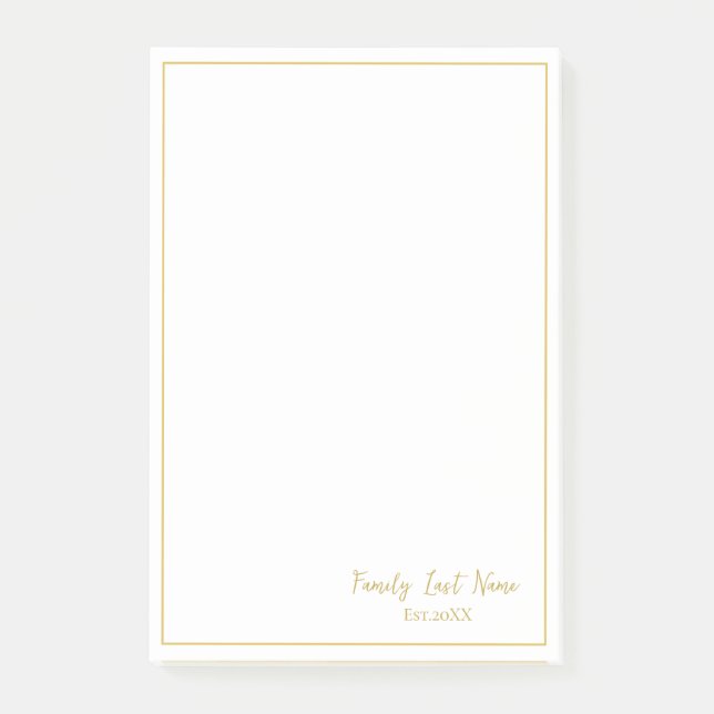 Custom Family Last Name Gold Border Post-it Notes Post-it Klebezettel (Vorderseite)