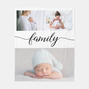 Custom Family Moderne, elegante Script-Collage Fleecedecke