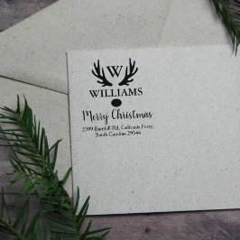 Custom Family Monogram, Frohe Weihnachten, Gummistempel