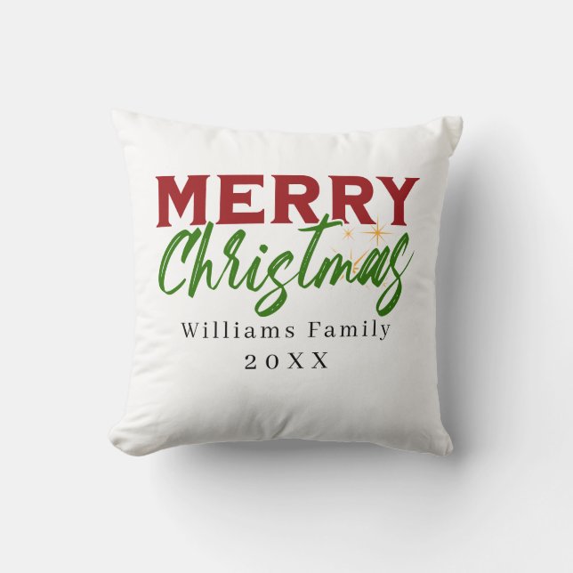 Custom Family Name Christmas Pillow Kissen (Vorderseite)