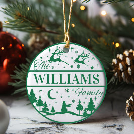 Custom Family Name Classic Christmas Keepake Keramik Ornament