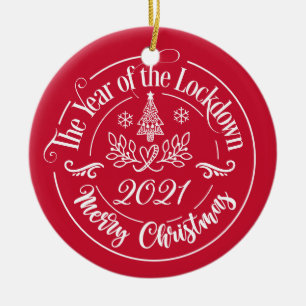 Custom Family Name Funny 2021 Weihnachtsfeiertag Keramik Ornament