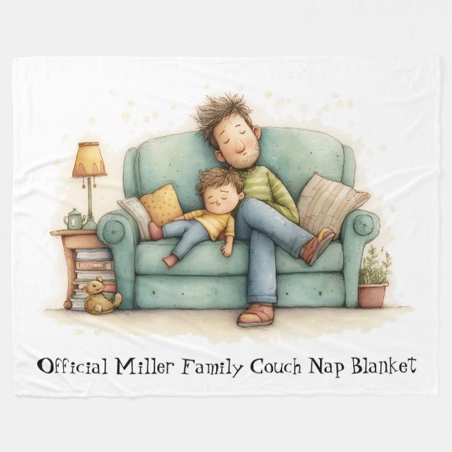 Custom Family Name Nap Blanket Fleecedecke (Vorderseite (Horizontal))