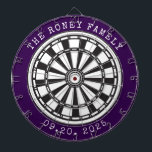 Custom Family Name Personalized Dartboards Dartscheibe<br><div class="desc">A dartboard is a popular recreational and competitive game that provides hours of fun for players of all ages and skill levels. Typically made from sisal fibers, cork, or electronic components, dartboards are designed to withstand the impact of darts while offering precise scoring zones. Standard dartboards feature a circular design...</div>