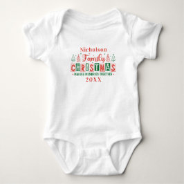 Custom Family Name Red Green Weihnachten Baby Strampler