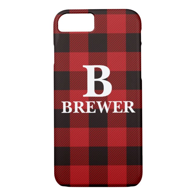 Custom Family Name Red Tartan iPhone Case (Rückseite)