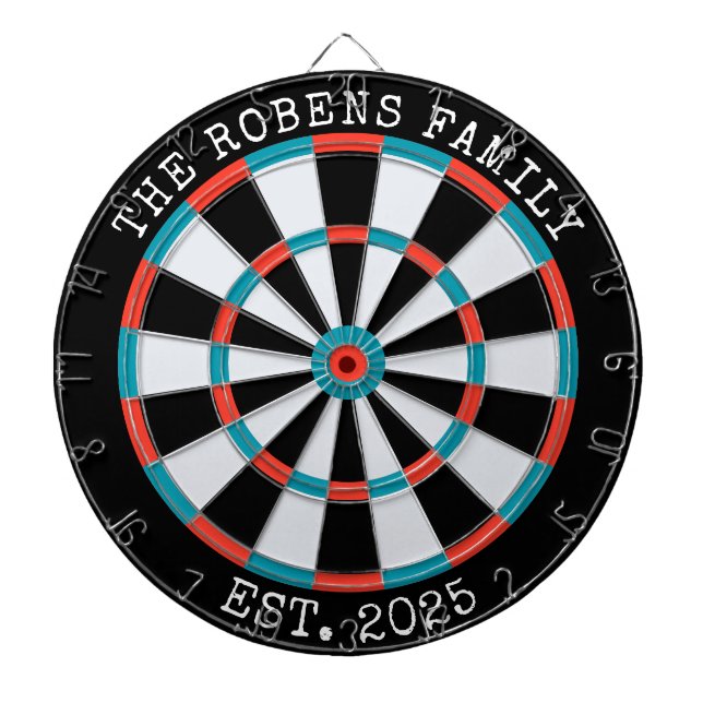 Custom Family Name Rustic Dartboard Dartscheibe (vorne)
