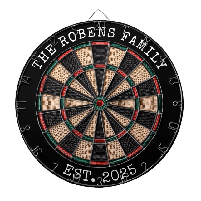 Custom Family Name Rustic Dartboard Dartscheibe (vorne)