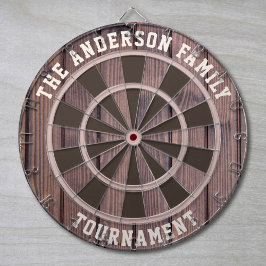 Custom Family Name Rustic Wood Look Dartboard Dartscheibe